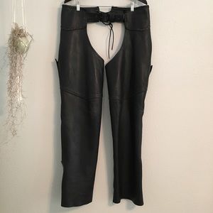 US MADE Co. Leather Chaps Biker Motorcycle Large